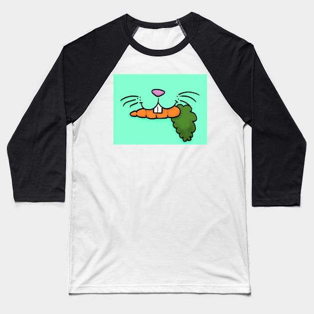 Bunny Mouth With Carrot Face Mask (Green) Baseball T-Shirt by dogbone42